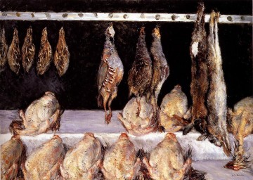 静物 Painting - 鶏と猟鳥の展示 印象派 ギュスターヴ・カイユボットの静物画